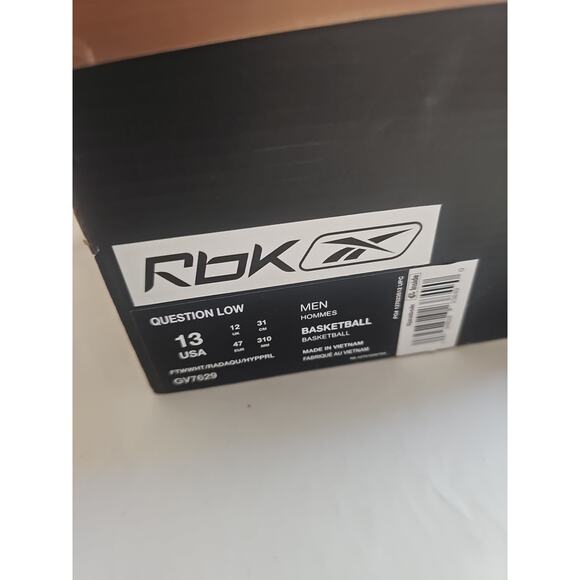 NEW Reebok Question Low Blue Purple FadeSize 13 Men's White Leather Shoes - Picture 9 of 10